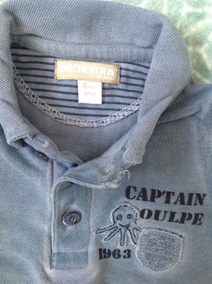 Polo manches longues bleu Orchestra - 6 mois - photo numéro 2