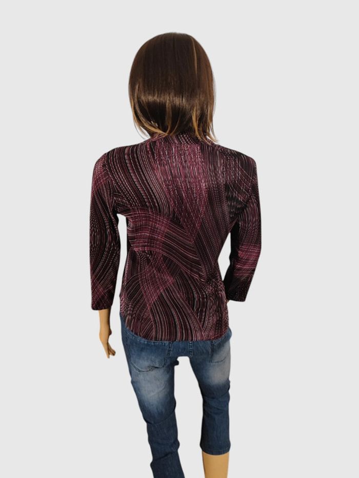 Chemise Affinités violette T.L Polyester - Imprimé original - Très bon état - photo numéro 3