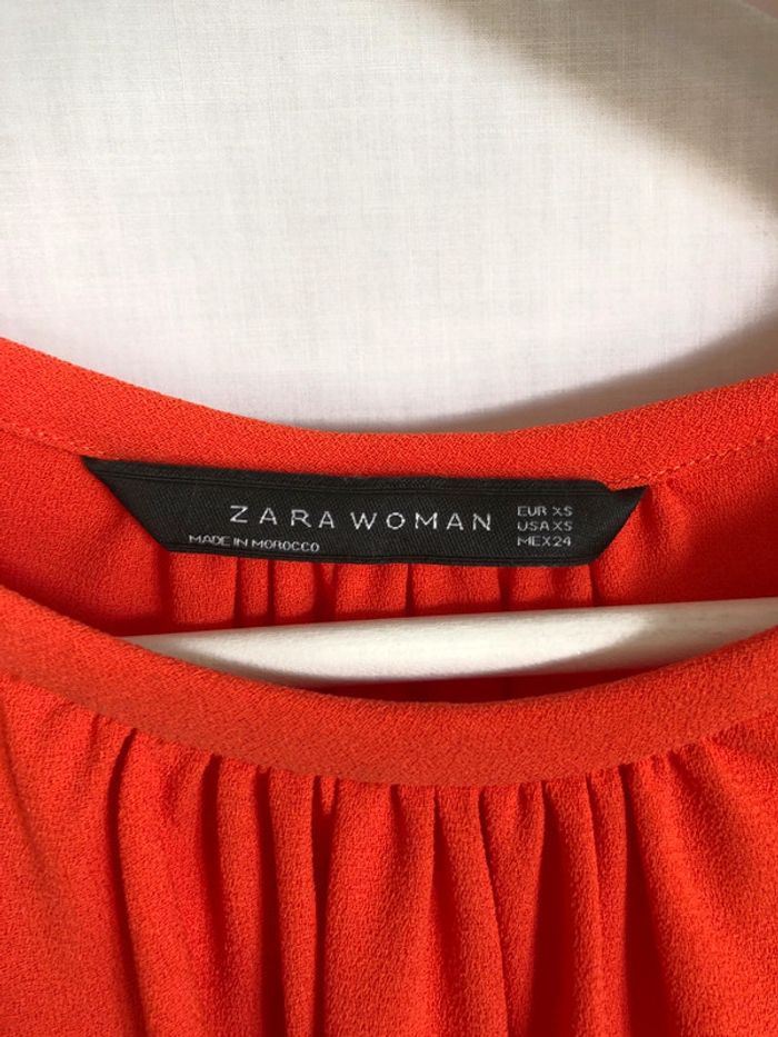 Blouse corail Zara manches trois quarts ample taille XS / 34 36 comme neuve - photo numéro 15