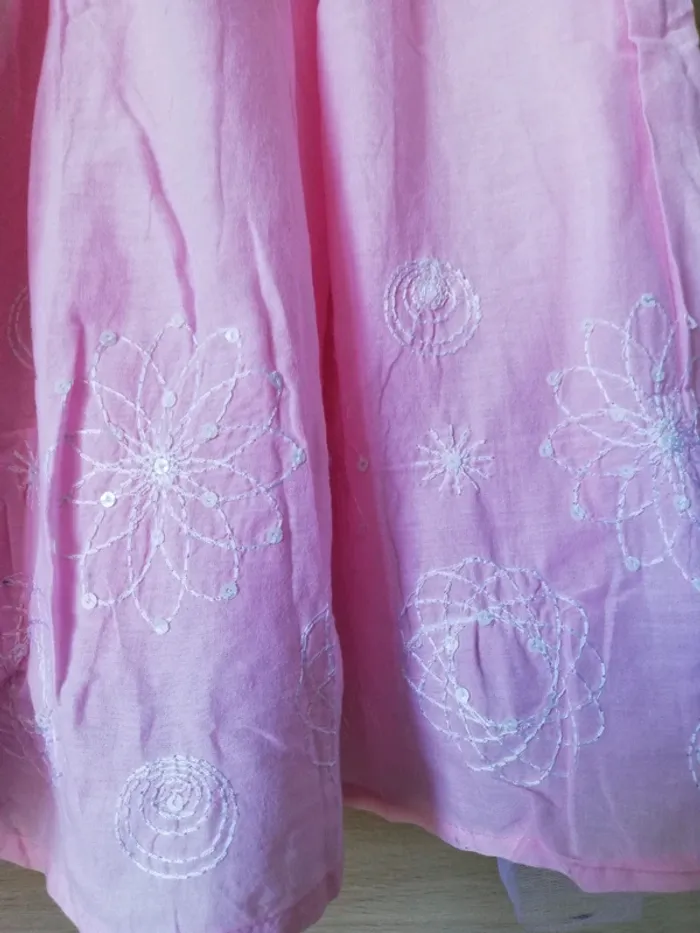 Robe sans manches, rose et blanc, fille - photo numéro 3