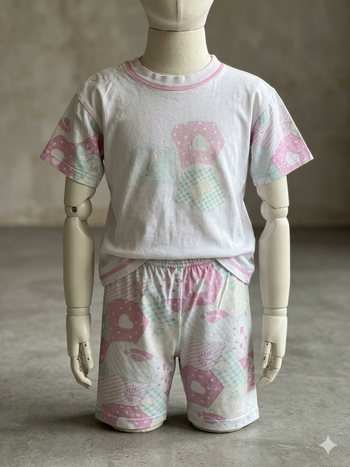 Pyjama short et t shirt imprimé 2 pièces blanc et rose Taille 4 ans