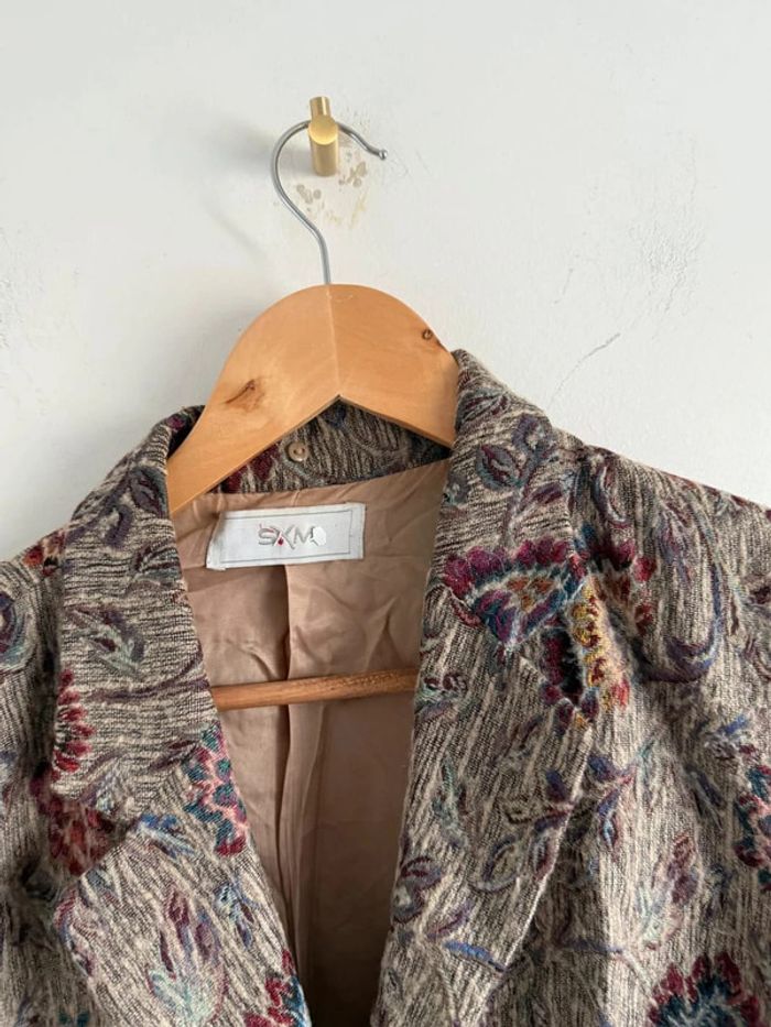 Blazer vintage fleurie en laine - photo numéro 4