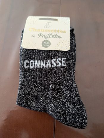 Chaussettes à paillettes Connasse (noir)