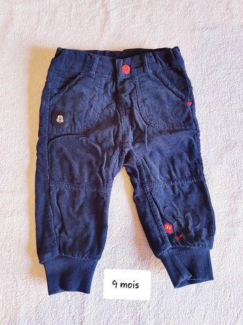 Pantalon velour Disney 9 mois