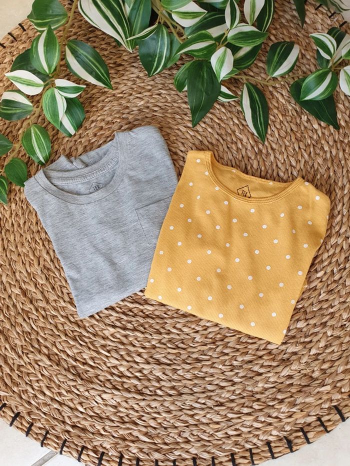 Lot de 2 tee-shirts sous-pulls manches longues fille 5-6 ans