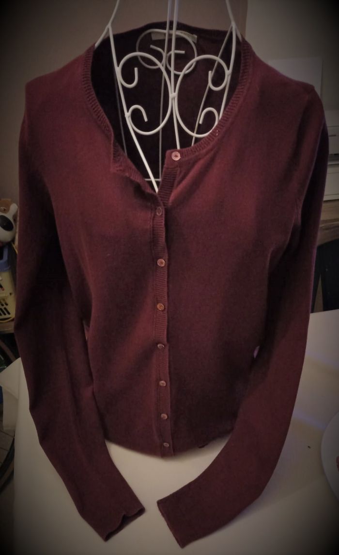 CARDIGAN FIN Bordeaux/Lie de Vin | Laine Mélangée | Classique & Chic - photo numéro 6