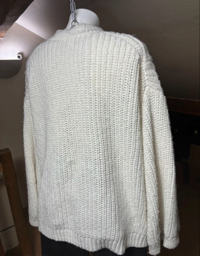 Pull à mailles torsadées blanc cassé H&M – Taille M - photo numéro 6