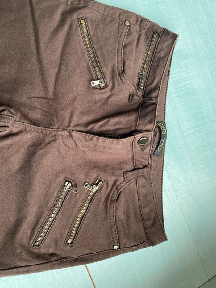 Pantalon marron Zara 40 - photo numéro 3