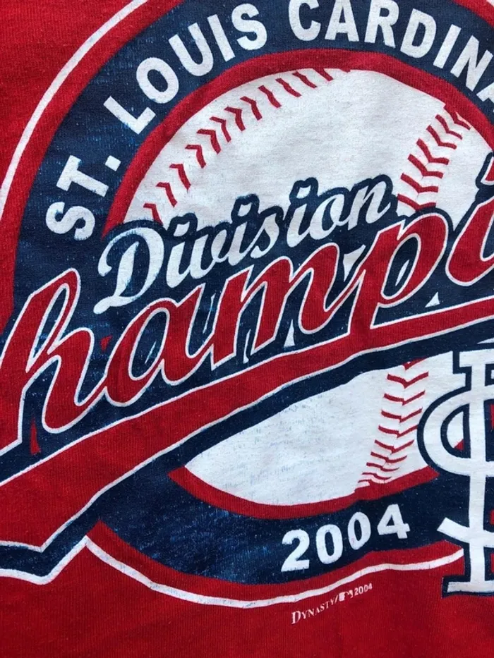 T-shirt MLB Baseball US Missouri St Louis Cardinals Division Champions 2004 Mens Medium - photo numéro 3