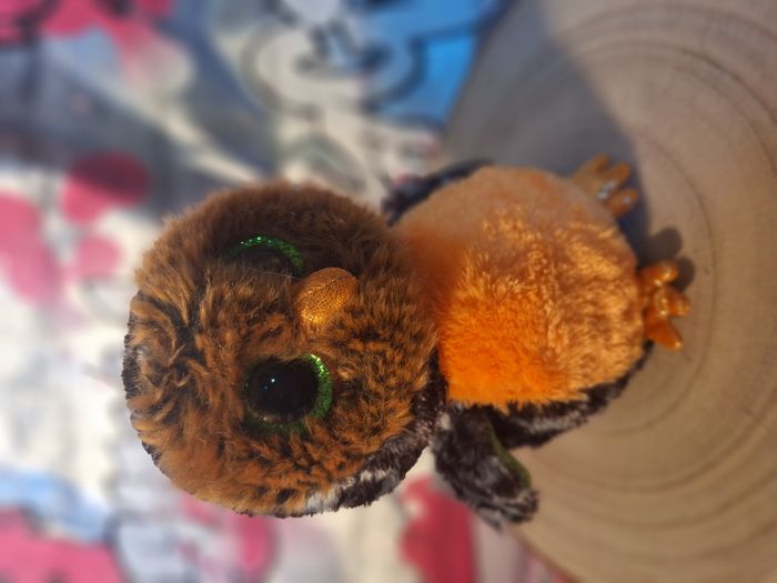 Peluche de collection Ty Beanie Midnight the Orange et Green Owl - photo numéro 5