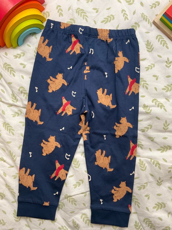 pyjama 2 pièces en coton motifs ours blanc et marine 18 mois tex - photo numéro 7