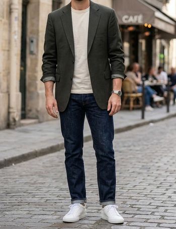 Blazer homme/femme chic Eduard Dressler finitions soignées– Laine Super 130’s – Rayures fines