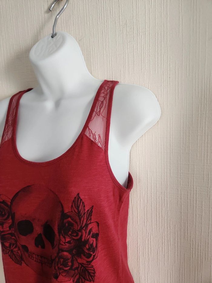 Tee-shirt débardeur Undiz XS bordeaux motif tête de mort - photo numéro 5