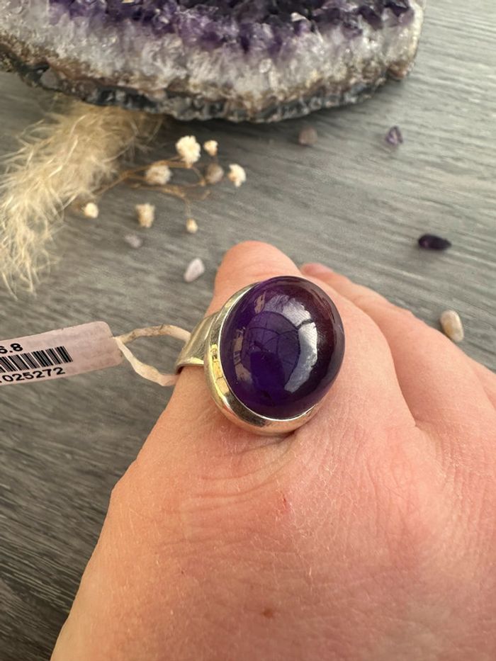 Bague en argent et Améthyste véritable - Pierre véritable - photo numéro 9