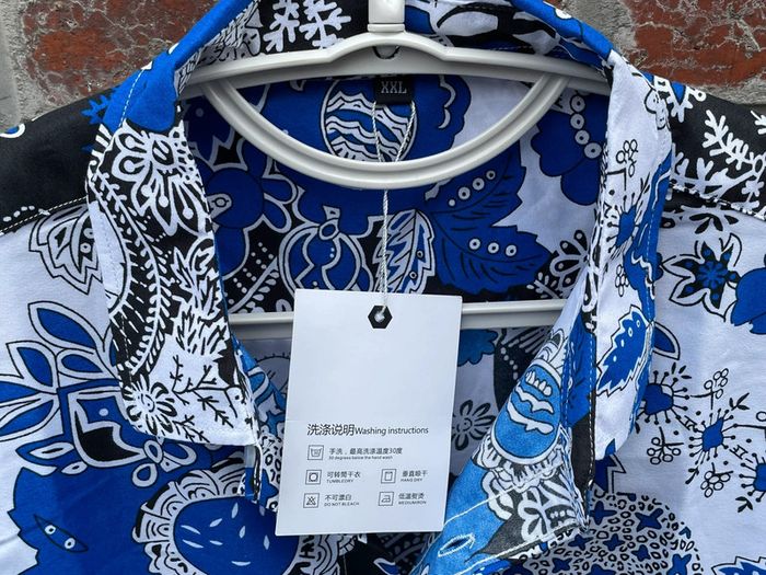 Chemise manches longues homme motif floral bleue vintage chinois - photo numéro 4