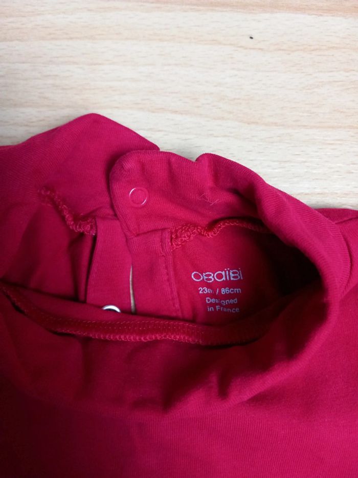 Sous pull manches longues rose framboise Obaïbi 23 mois Excellent état - photo numéro 4