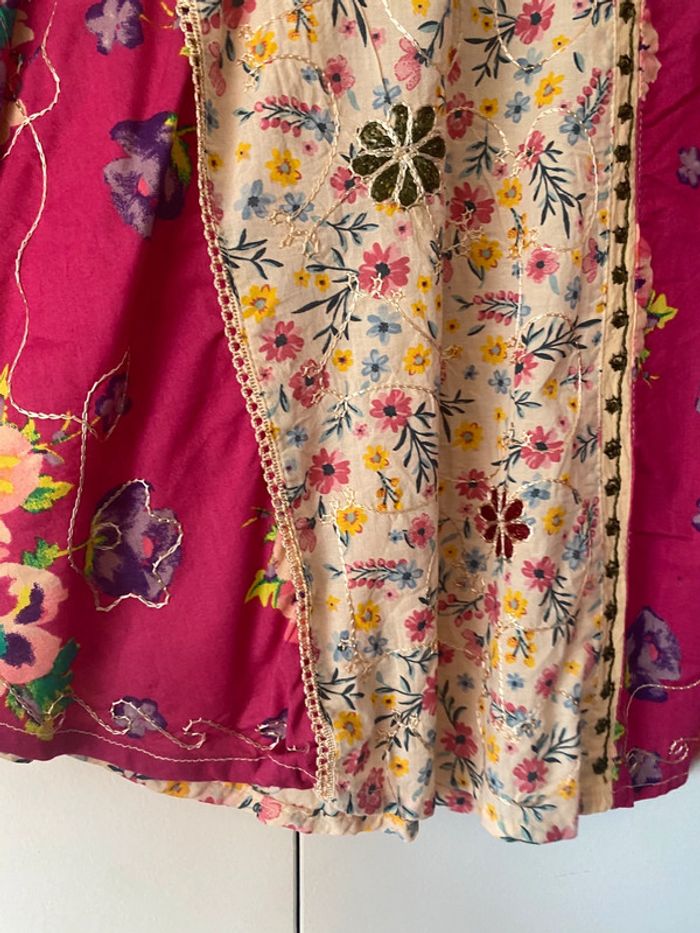 Poncho fantaisie multicolore avec fleurs et broderie - photo numéro 4