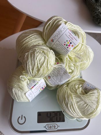 Lot pelote coton et viscose vert d’eau