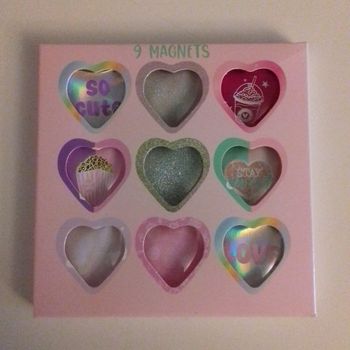 Lot 9 magnets coeurs roses - Neuf