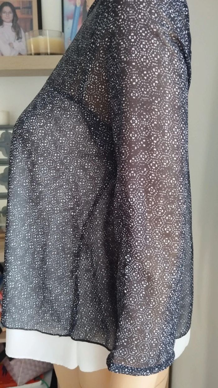 Blouse noire et blanche femme taille s - photo numéro 7
