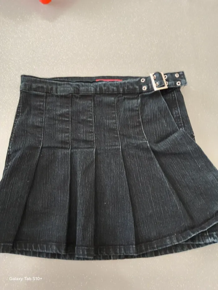 Mini jupe strass jean portefeuille plissée 10/27 - photo numéro 2