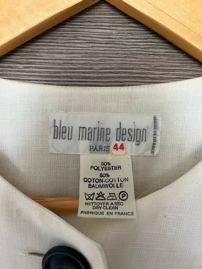 Blouse fabriqué en France Bleu Marine Design vintage 44 - photo numéro 2
