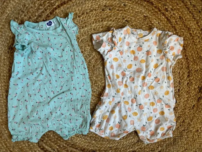 Lot de 2 barboteuses 12 mois Vertbaudet mots d’enfants - photo numéro 5