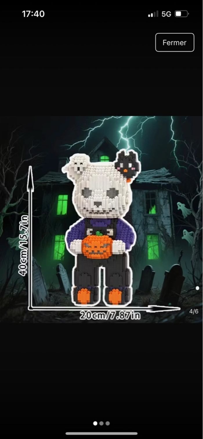Magnifique Figurine de Construction Style Bearbrick (Halloween)