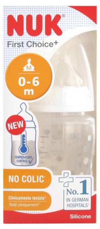 Biberon NUK First Choice Temperature Control tétine débit M 150ml + 2 Tétines débit S