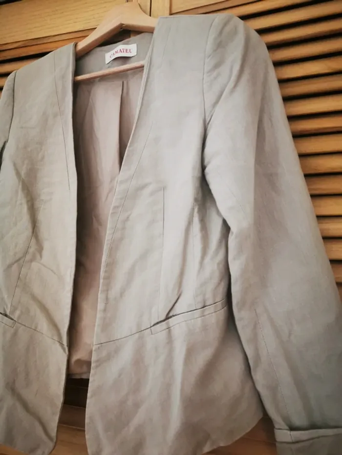 Veste lin et coton beige - photo numéro 2