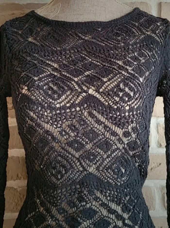 Pull en crochet noir dos ouvert La Redoute - photo numéro 4