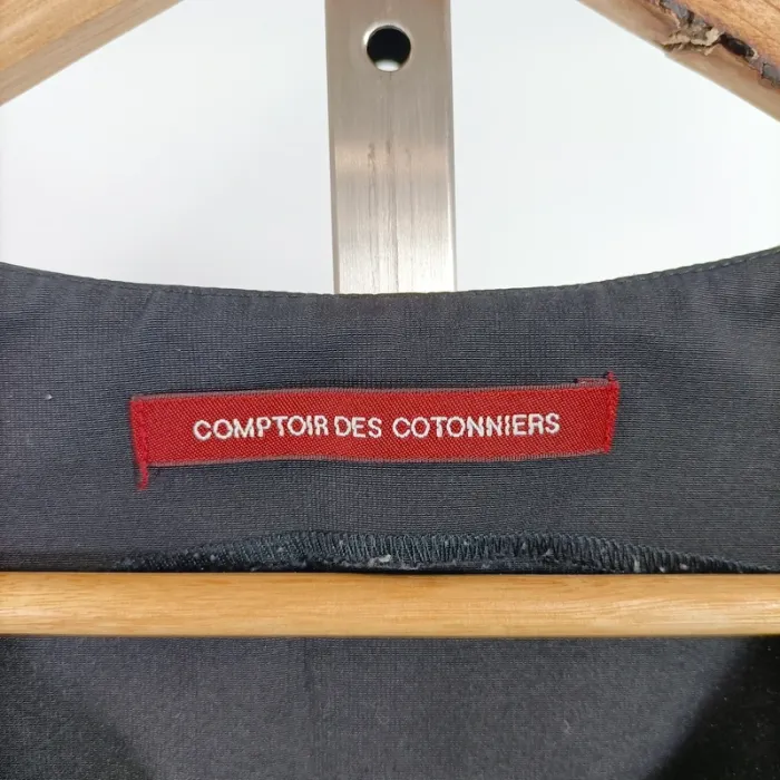 Robe noire Comptoir des Cotonniers coton col fendu coupe droite chic taille 42 A1307 - photo numéro 4