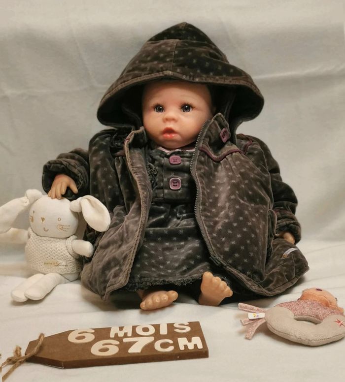 Ensemble 👣 manteau, capuche, robe, chapeau, tee-shirt sucre d'orge 6mois/67cm - photo numéro 4