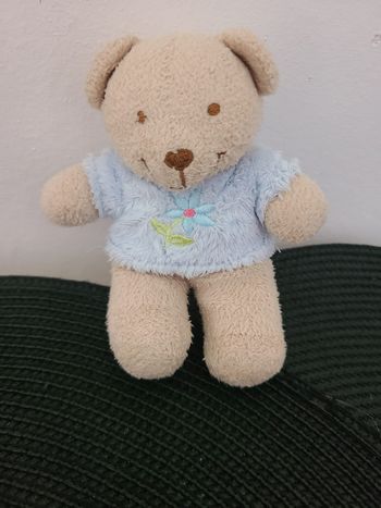 Doudou Ours Beige maillot pull bleu rose fleur brodée Tex