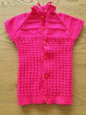 Gilet tricot rose fuchsia