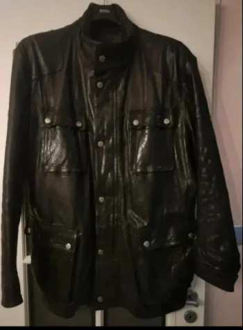 Veste en cuir Hugo Boss noire