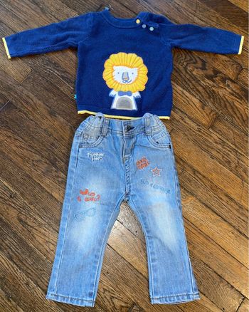 Pull sergent major et jeans tao 12 mois