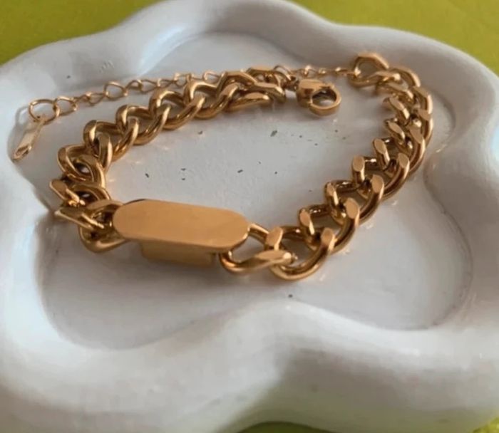 Bracelet Mixte Style Gourmette Doré Vintage et Tendance - photo numéro 6