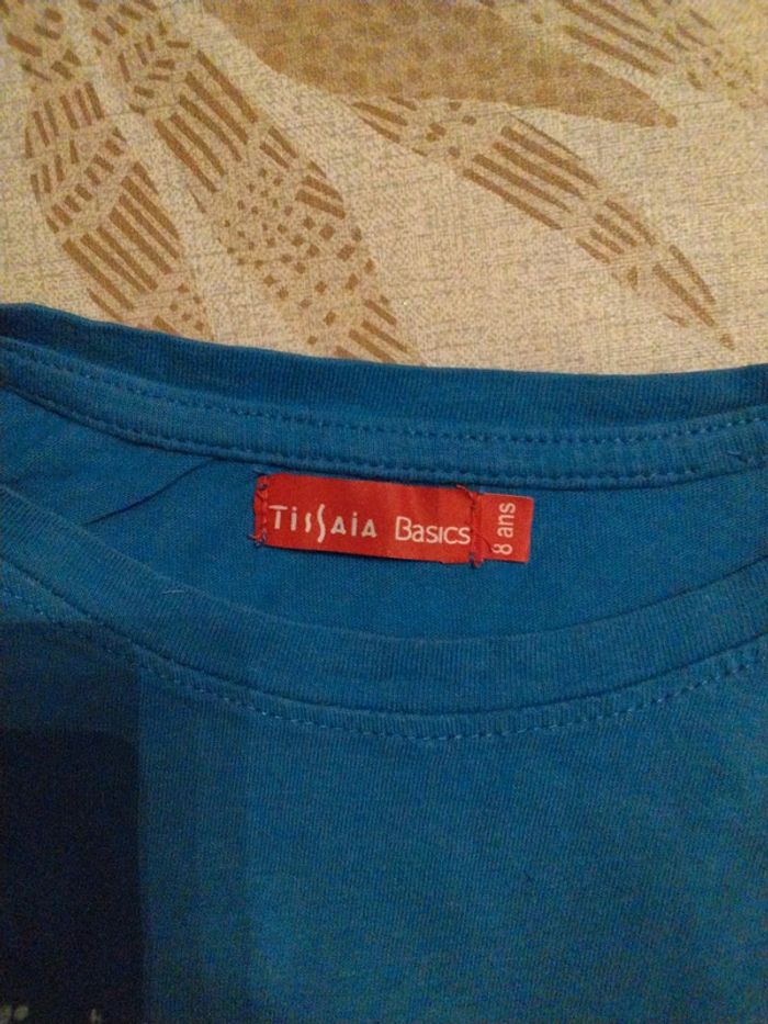 Tee shirt manche courte Bleu Tissaia 8 ans - photo numéro 3