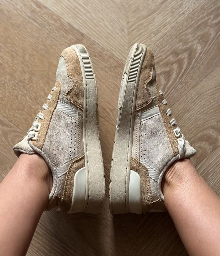 Baskets sneakers Lacoste blanches & beiges – Taille 36 - photo numéro 7