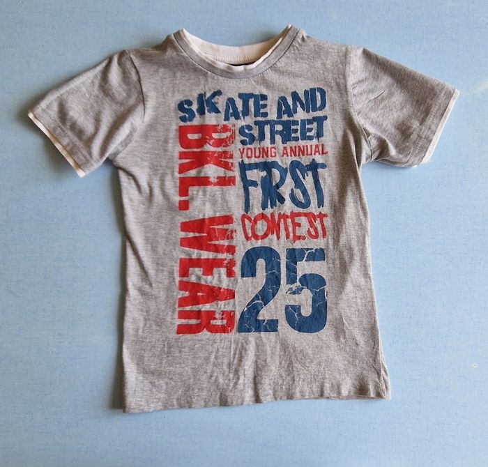 T-shirt garçon 12 ans gris et blanc