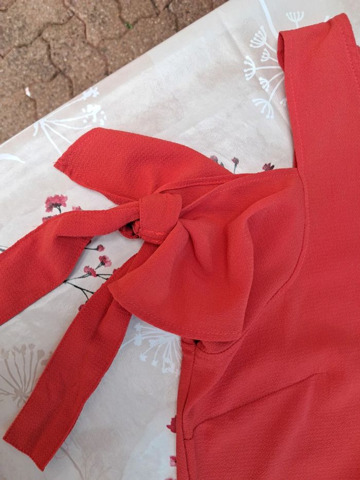 Jolie Robe rouge doux à manches courtes à nouer - T42 - In Extenso - photo numéro 2