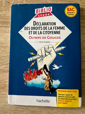 Livre Declaration des droits de la femme et de la citoyenne Olympe de Gouges