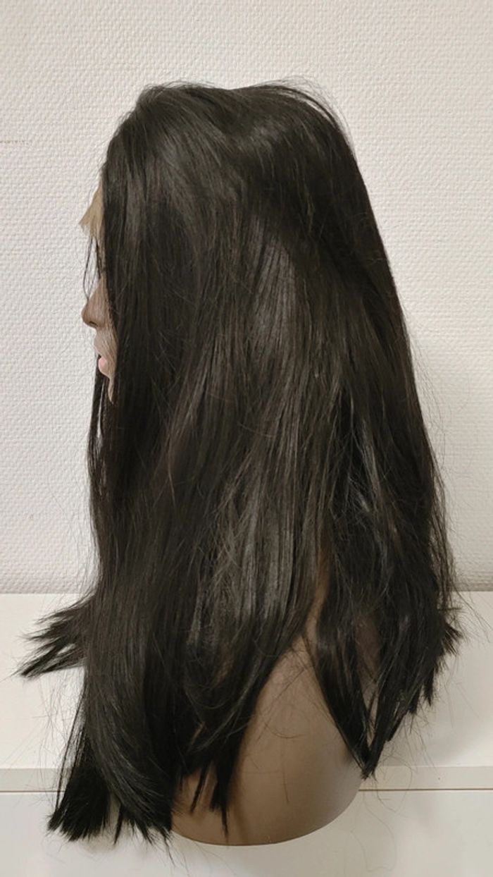 Perruque synthétique lace wig longue cheveux noir - photo numéro 5