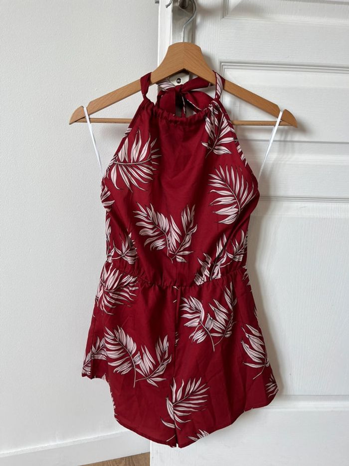 Combi short rouge fleuri