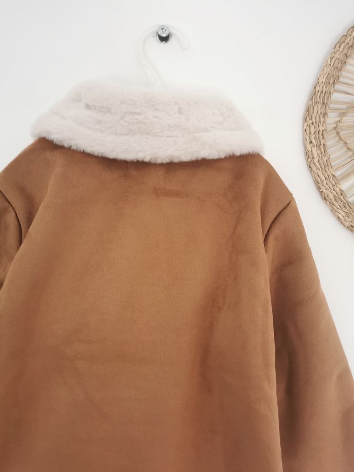 Manteau marron en suédine et fausse fourrure réversible Mango 3/4 Ans - photo numéro 10