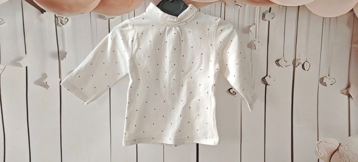 Haut fille manche longue blanc à pois Kiabi 3 mois - photo numéro 2