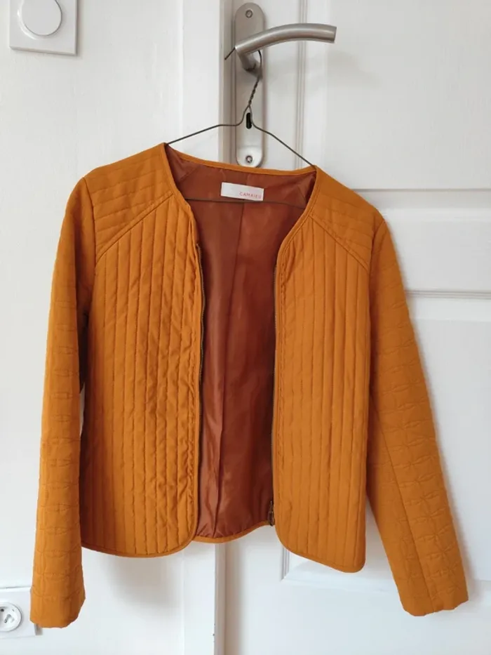 Veste matelassée jaune moutarde Camaïeu