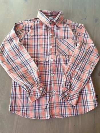 Chemise à carreaux orange 10 ans La compagnie des petits