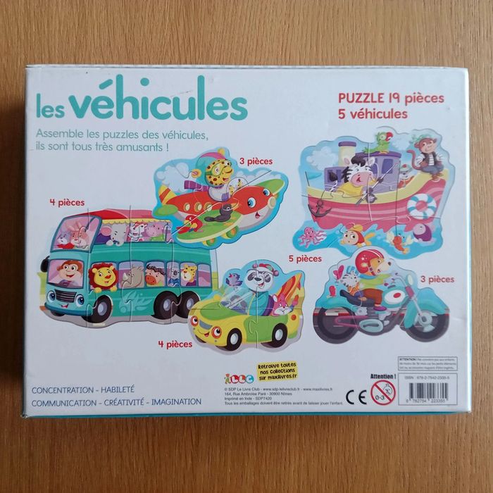 5 puzzles - les véhicules - Joue et apprends - photo numéro 2